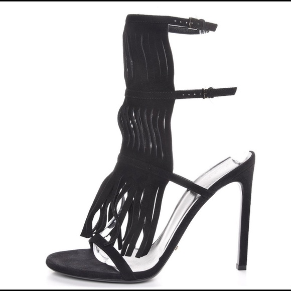 Gucci Shoes - Black Gucci Suede Fringe Heels